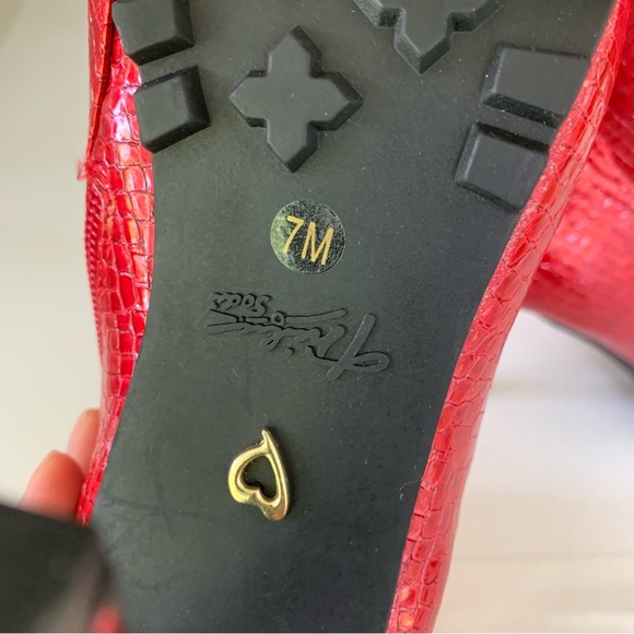 Thalia Sodi Womens Rhodes Red heeled patent ankle Booties Shoes US 7 M - Picture 7 of 9